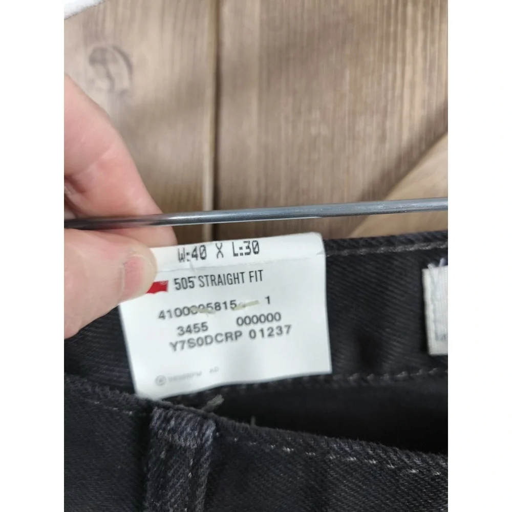 Levi's 505 Regular Fit Black Straight Leg Jeans Men's 40x30